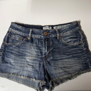 Indigo Rein Blue Frayed Jean Shorts